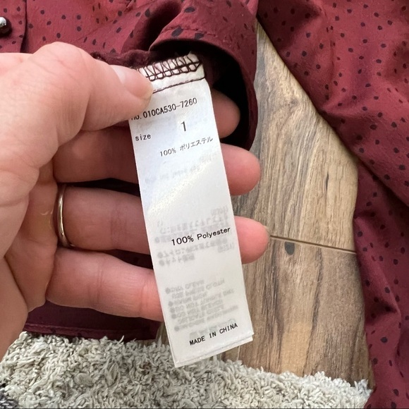 Moussy Silky Button Front Polka Dot Blouse Top - Picture 9 of 10